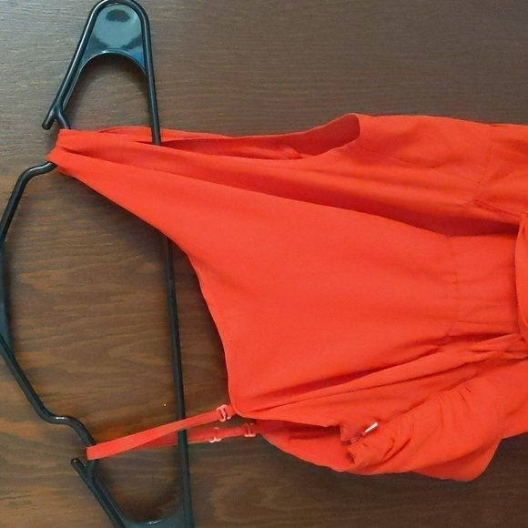 ASOS Maternity Orange Red One Shoulder or 2 Strapped Belted Dress Size 4 - Picture 7 of 10